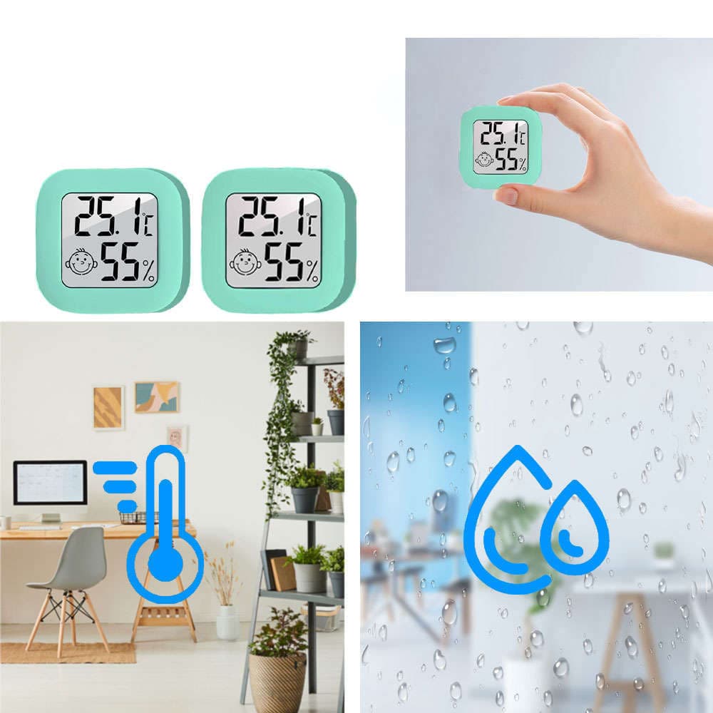 

Stacja pogodowa Mini Higrometr pogody Alogy Smiley LCD cyfrowy termometr czujnik temperatury i wilgotności Zielony