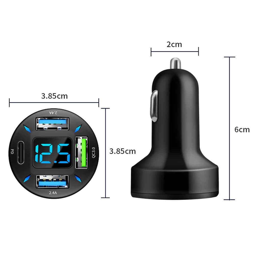 

Ładowarka samochodowa Alogy Car Charger 66W 3xUSB 1xUSB-C Type C Szybkie ładowanie Quick Charge QC 3.0 PD