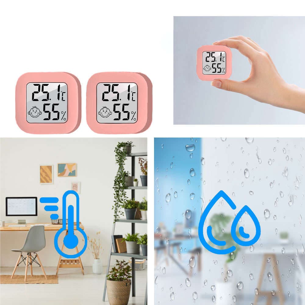 

Stacja pogodowa Mini Higrometr pogody Alogy Smiley LCD cyfrowy termometr czujnik temperatury i wilgotności Różowy