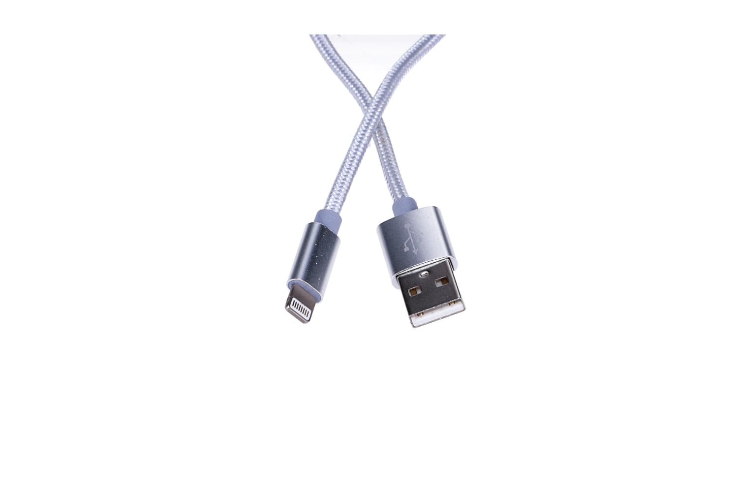 

EXTRALINK IPHONE 2A CHARGER CABLE, LIGHTNING TO USB, 1 METER, RICE COTTON MESH, SILVER