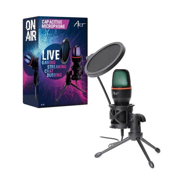

MIKROFON STOJĄCY POJEMNOŚCIOWY Z MEMBRANĄ AC-02 TRÓJNÓG USB LED