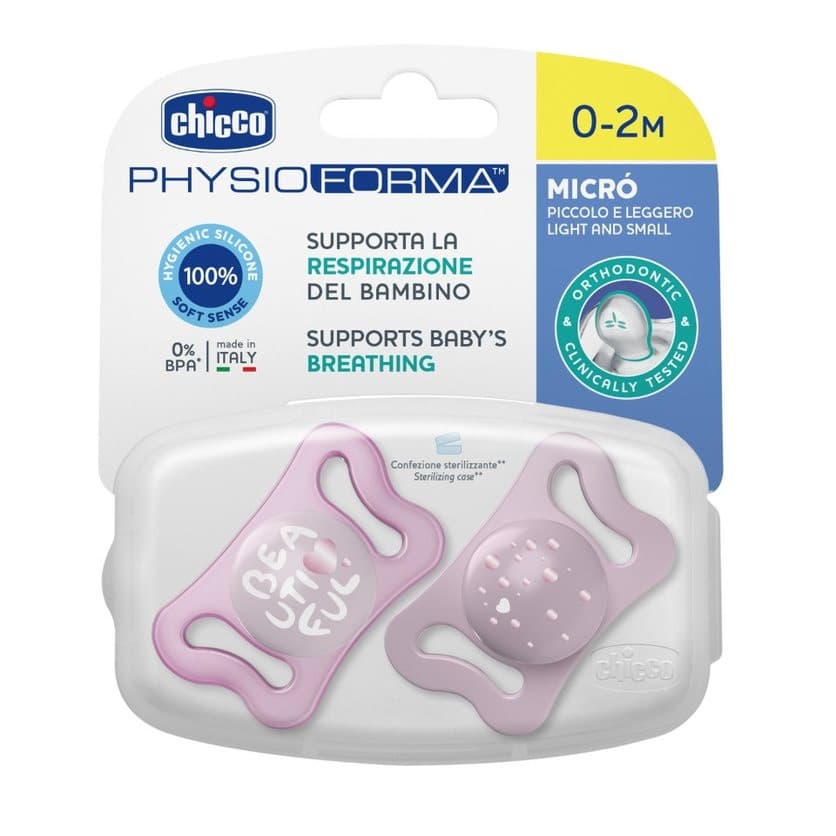 

CHICCO Physio Micro smoczek silikonowy 0-2 Różowy 2szt.