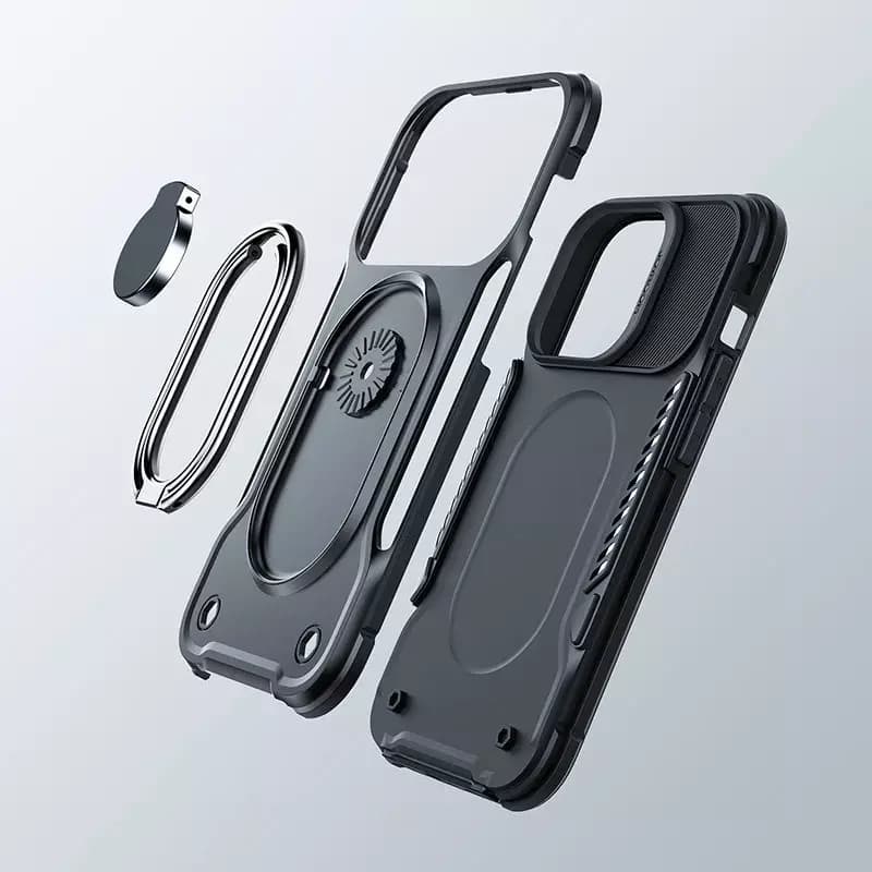 

Etui Joyroom Dual Hinge do iPhone 14 Pro Max pancerny pokrowiec z podstawką uchwytem ring holder czarne