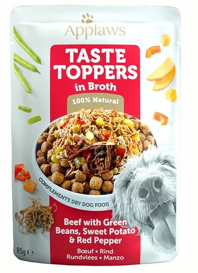 

Applaws Taste Toppers Saszetka dla psa - wołowina, zielony groszek, bataty i czerwona papryka w sosie 85g