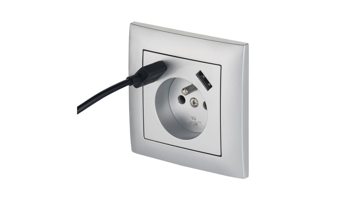 

Sentia Gniazdo pojedyncze z/u 16A z USB 2x2,1A 5VDC z przesłonami i ramką srebrne GPT 2P+Z 2xUSB 1488-06