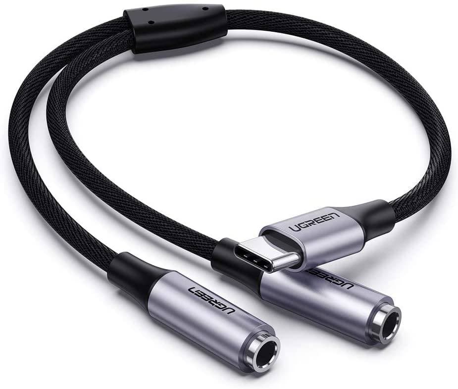 

Rozdzielacz audio AUX UGREEN kabel USB-C, 25cm (srebrny)