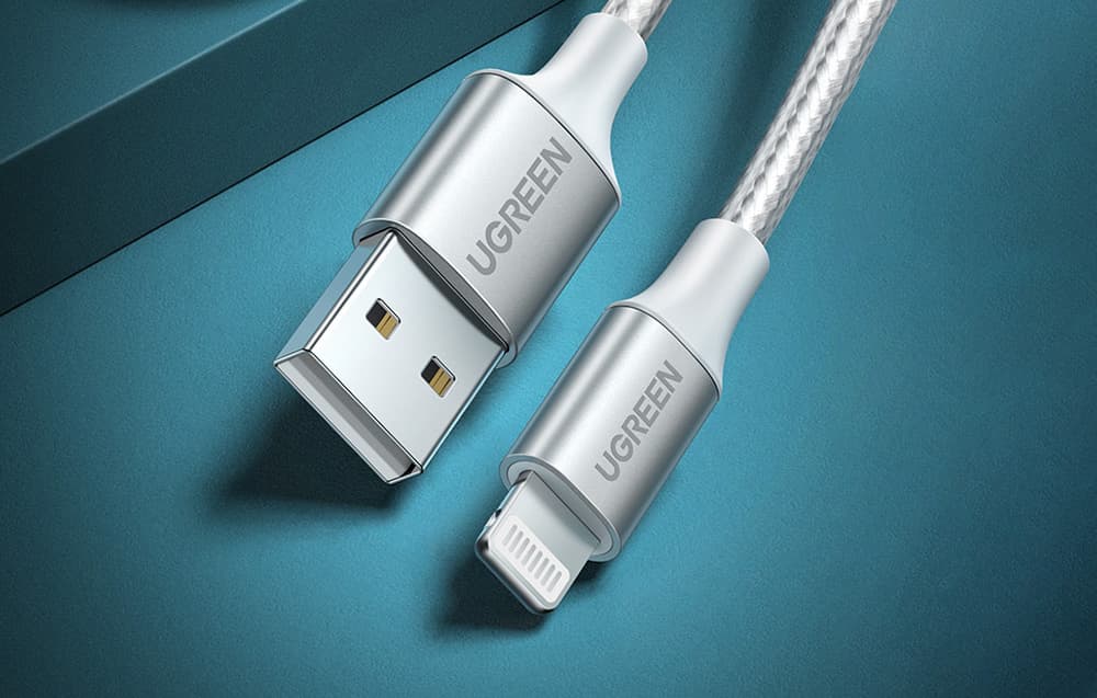 

Kabel Lightning do USB UGREEN 2.4A US199, 1m (srebrny)
