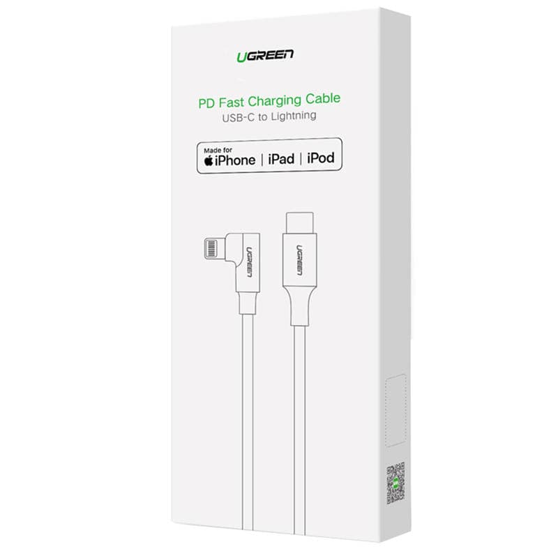 

Kabel Lightning do USB-C 2.0 kątowy UGREEN US305, 3A, 1.5m