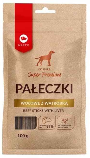 

MACED Przysmak pałeczki wołowe z wątróbką 100g