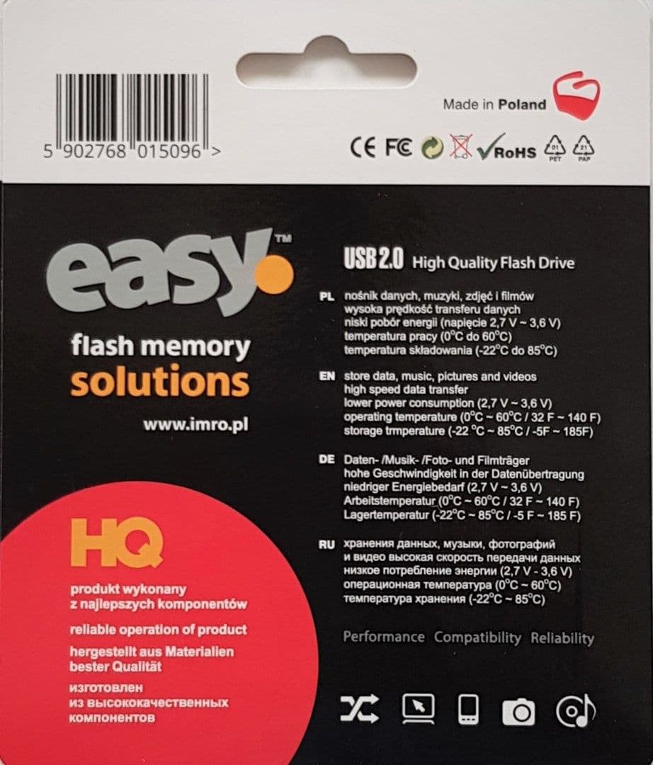 

Pendrive IMRO EASY/64GB (64GB; USB 2.0; kolor biały)
