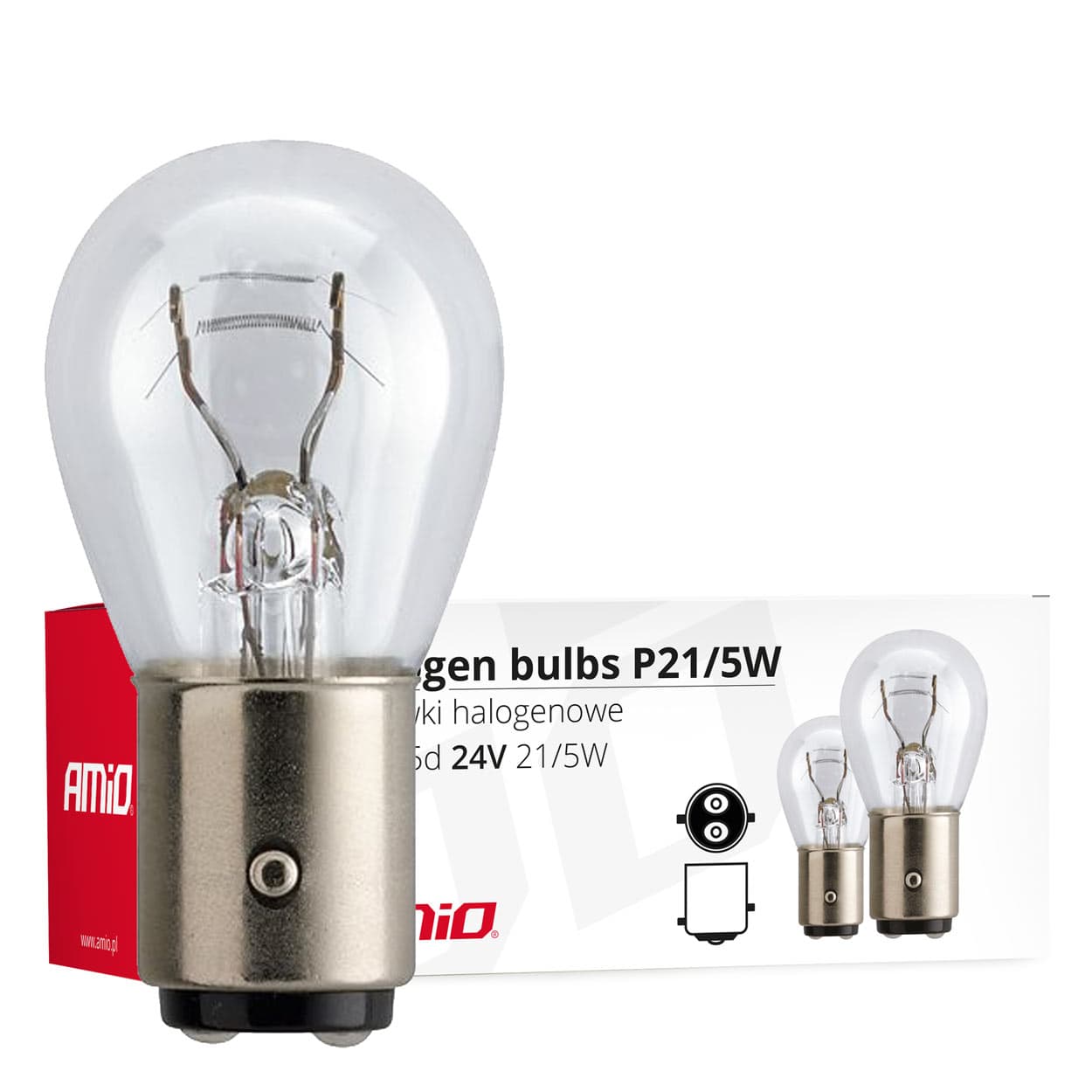 

Żarówki halogenowe p21/5w bay15d 24v 21w/5w 10 szt. (e4) amio-01007, E4) amio-0100