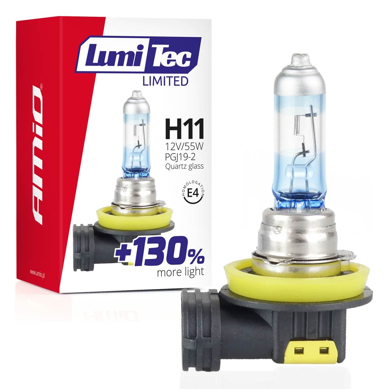 

Żarówka halogenowa h11 12v 55w lumitec limited +130% amio-02134