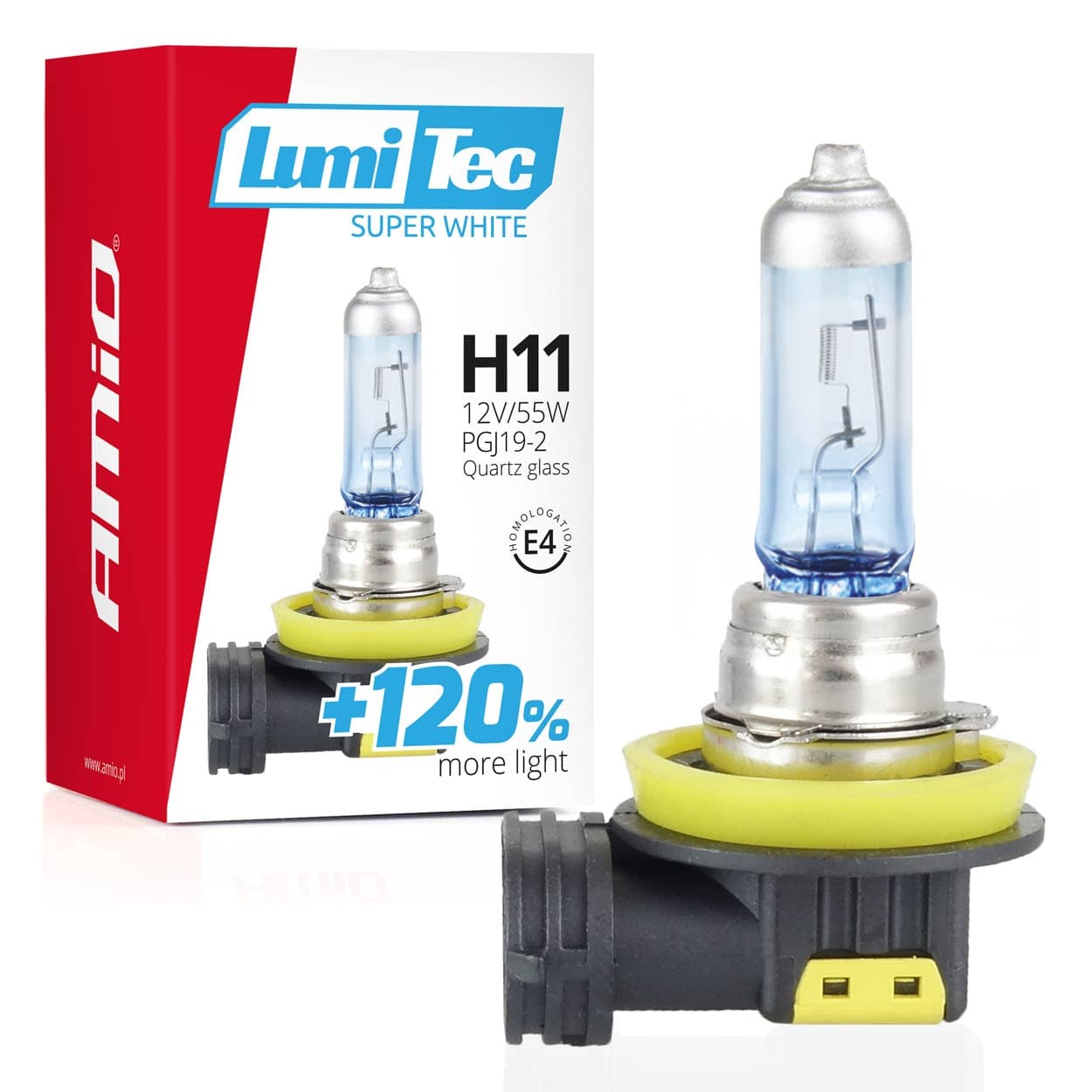 

Żarówka halogenowa h11 12v 55w lumitec super white +120% amio-02139