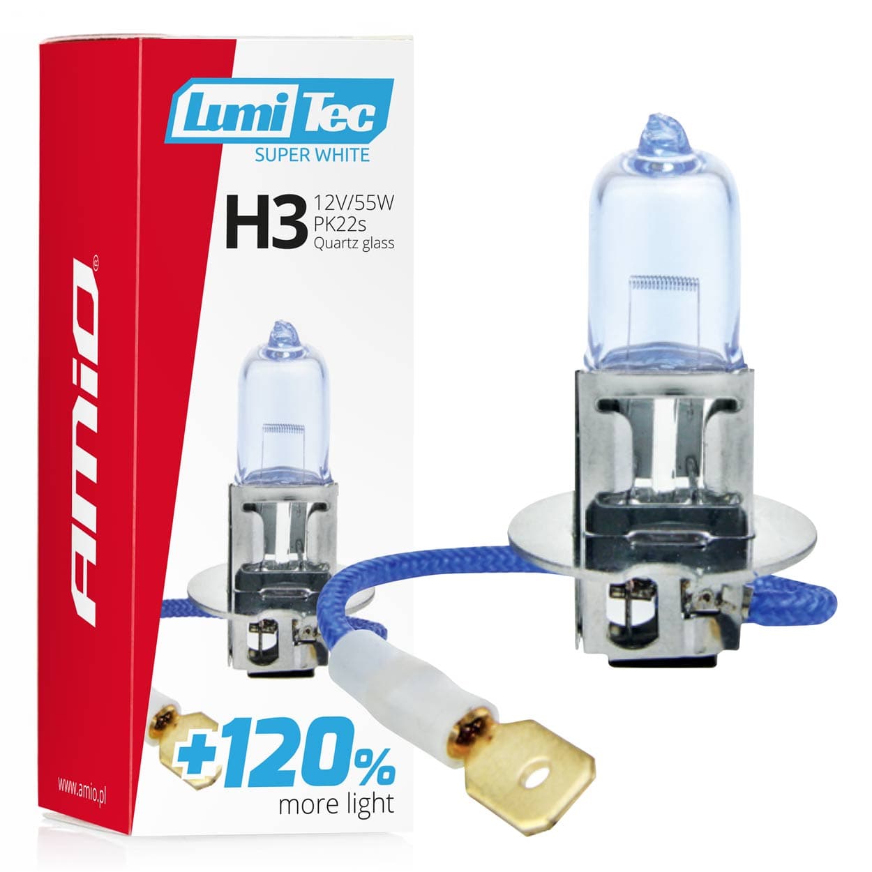 

Żarówka halogenowa h3 12v 55w lumitec super white +120% amio-02136