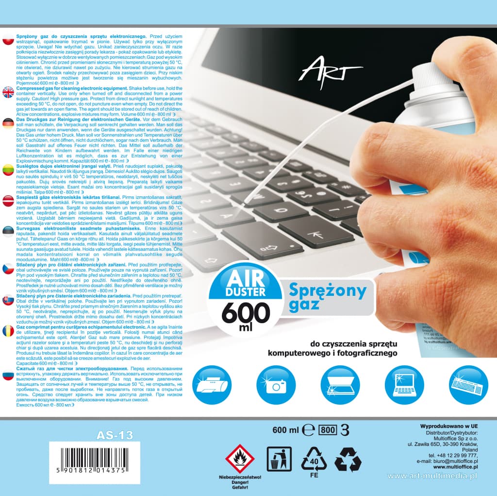

SPRĘŻONE POWIETRZE XL 600ml AS-13 ART