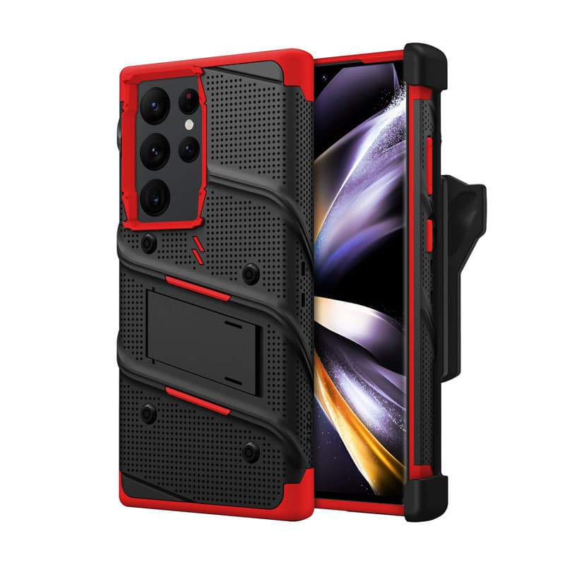 

ZIZO BOLT Series - Pancerne etui Samsung Galaxy S23 Ultra ze szkłem 9H na ekran + uchwyt z podstawką (czarny / czerwony)