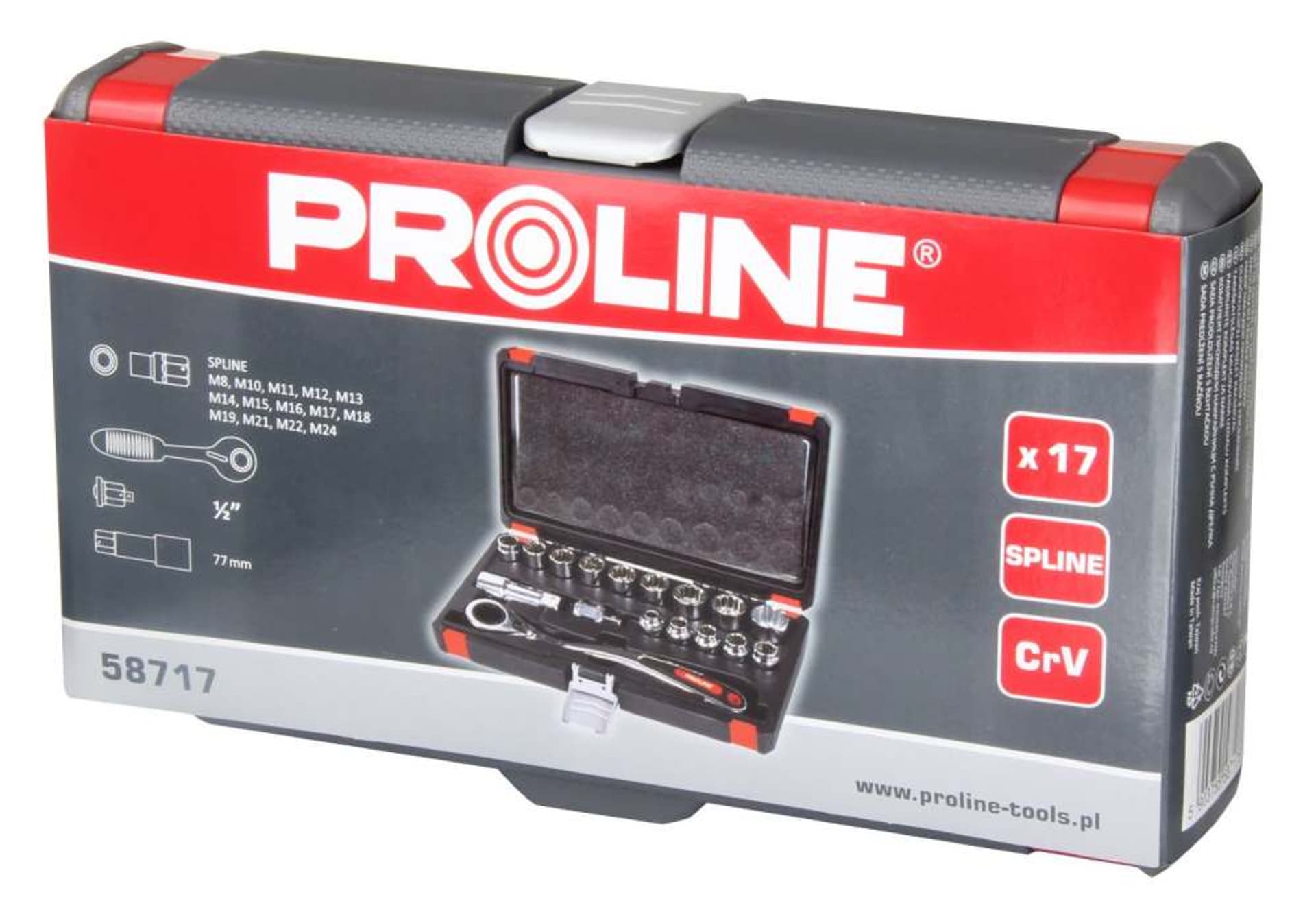 

58717 Klucze nasadowe przelotowe Spline, zestaw 17 elementów, Proline