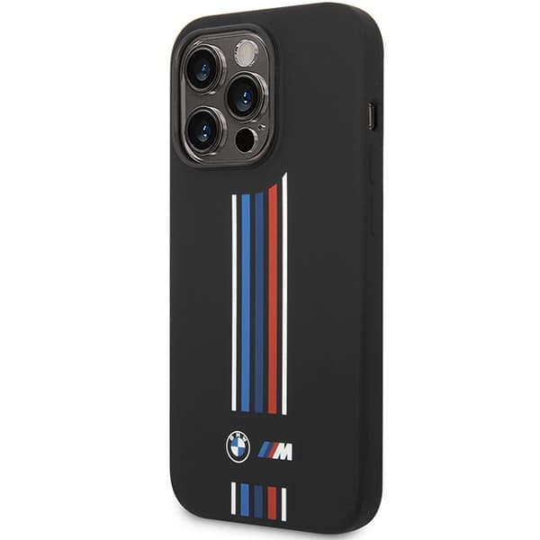

Etui BMW BMHCP14X22SWTK iPhone 14 Pro Max 6,7" czarny/black Silicone Vertical Tricolor Lines