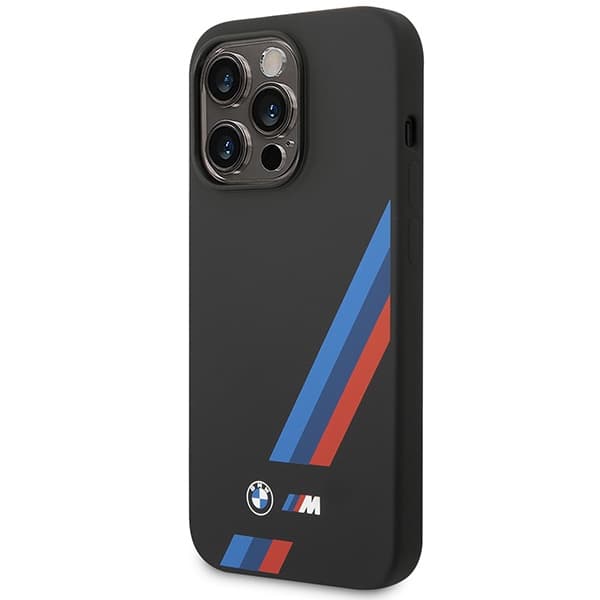 

Etui BMW BMHMP14L22SOTK iPhone 14 Pro 6,1" czarny/black Silicone Slanted Sttripes MagSafe