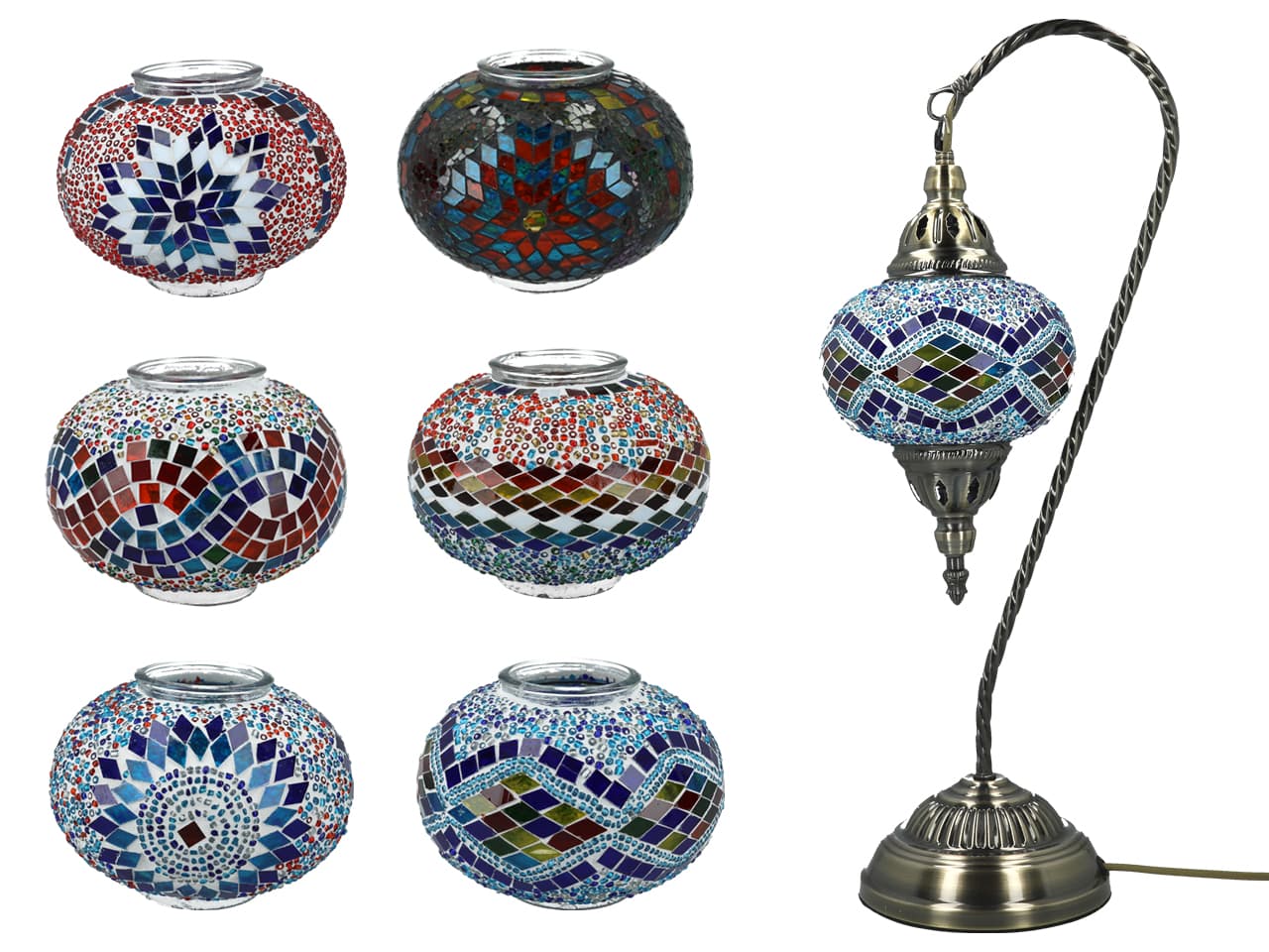 

Lampa stołowa - klosz pojedynczy, wielokolorowy