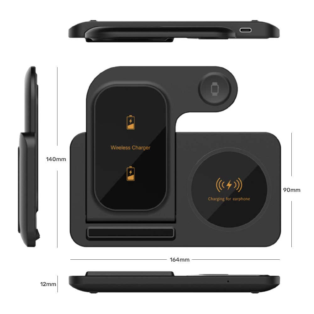 

Ładowarka indukcyjna Alogy 3w1 stacja ładująca do Apple iPhone AirPods Watch 15W QC 3.0 + Kabel USB-C Czarna