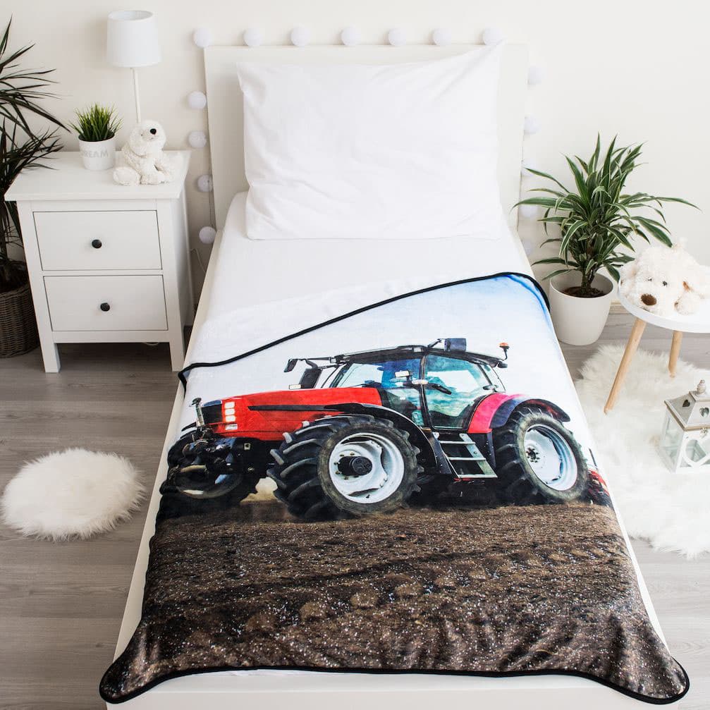 

Koc polarowy 120x150 Traktor coral