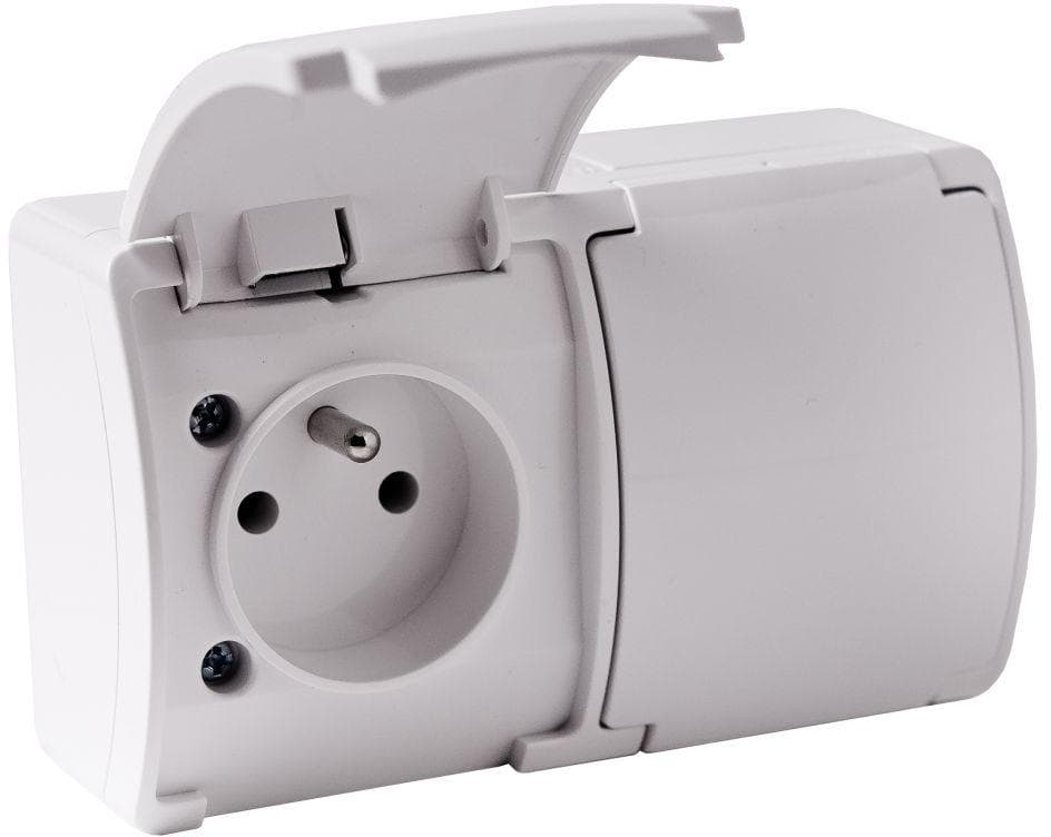 

VG-2 Koala Gn. podw. 2x2P+Z n/t IP44 białe z klapką białą (1LM)