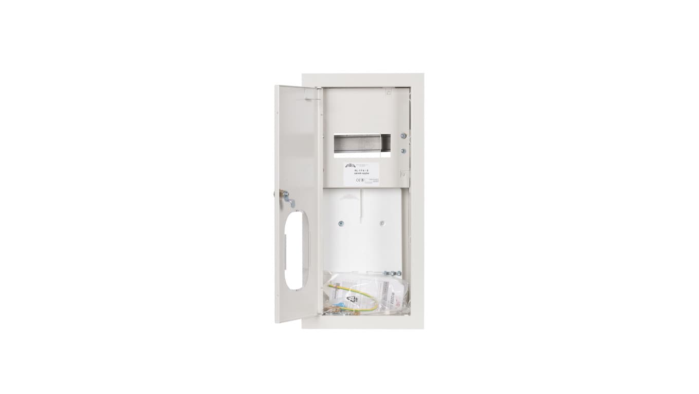 

Rozdzielnica na licznik elektroniczny z zamkiem i szybą, RAL 9003 RL 1F 7E ZSZ 2-002