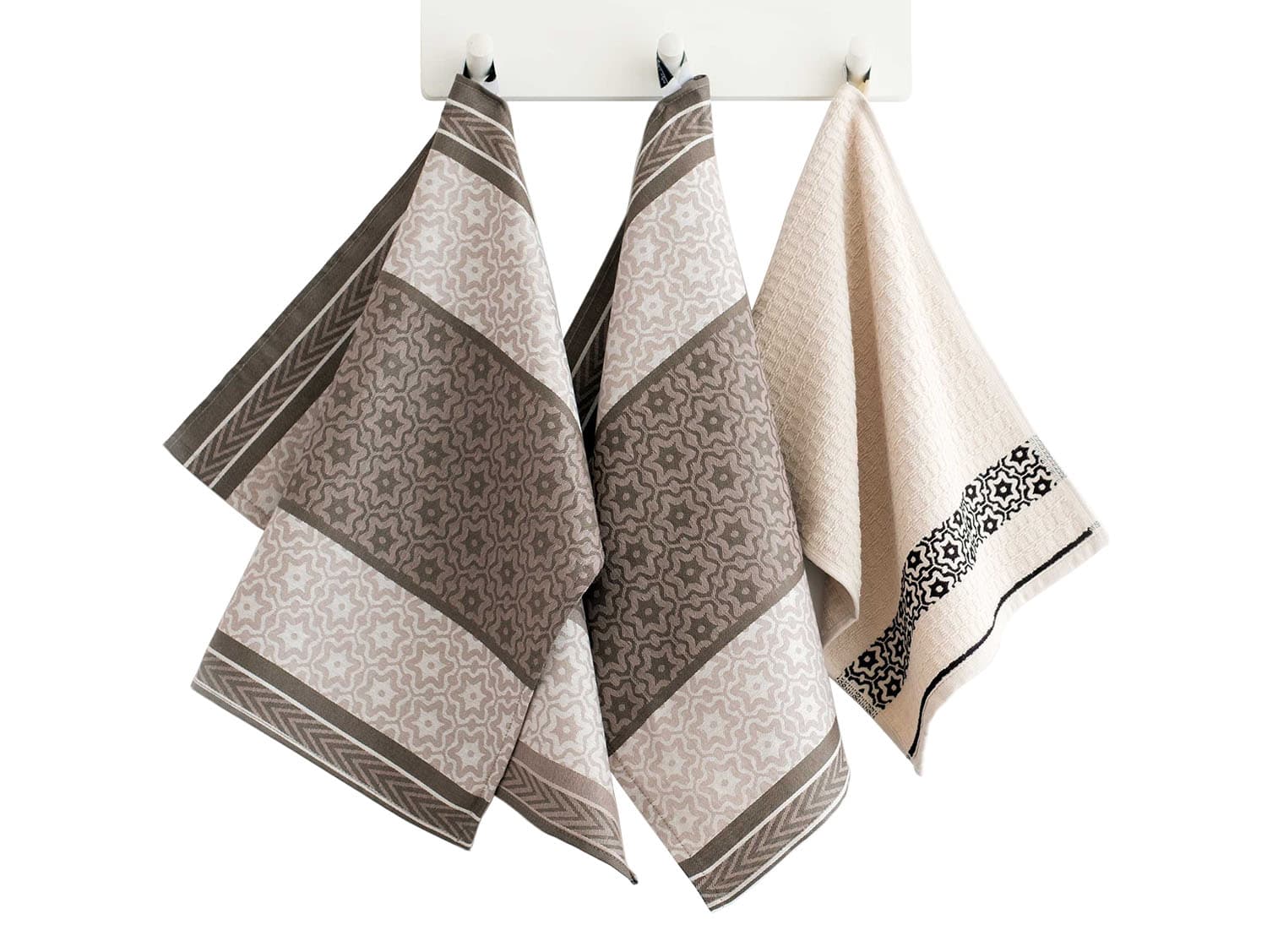 

Komplet ścierek bawełna 2x50x70 + ręcznik 30x50 / Marsala beżowy