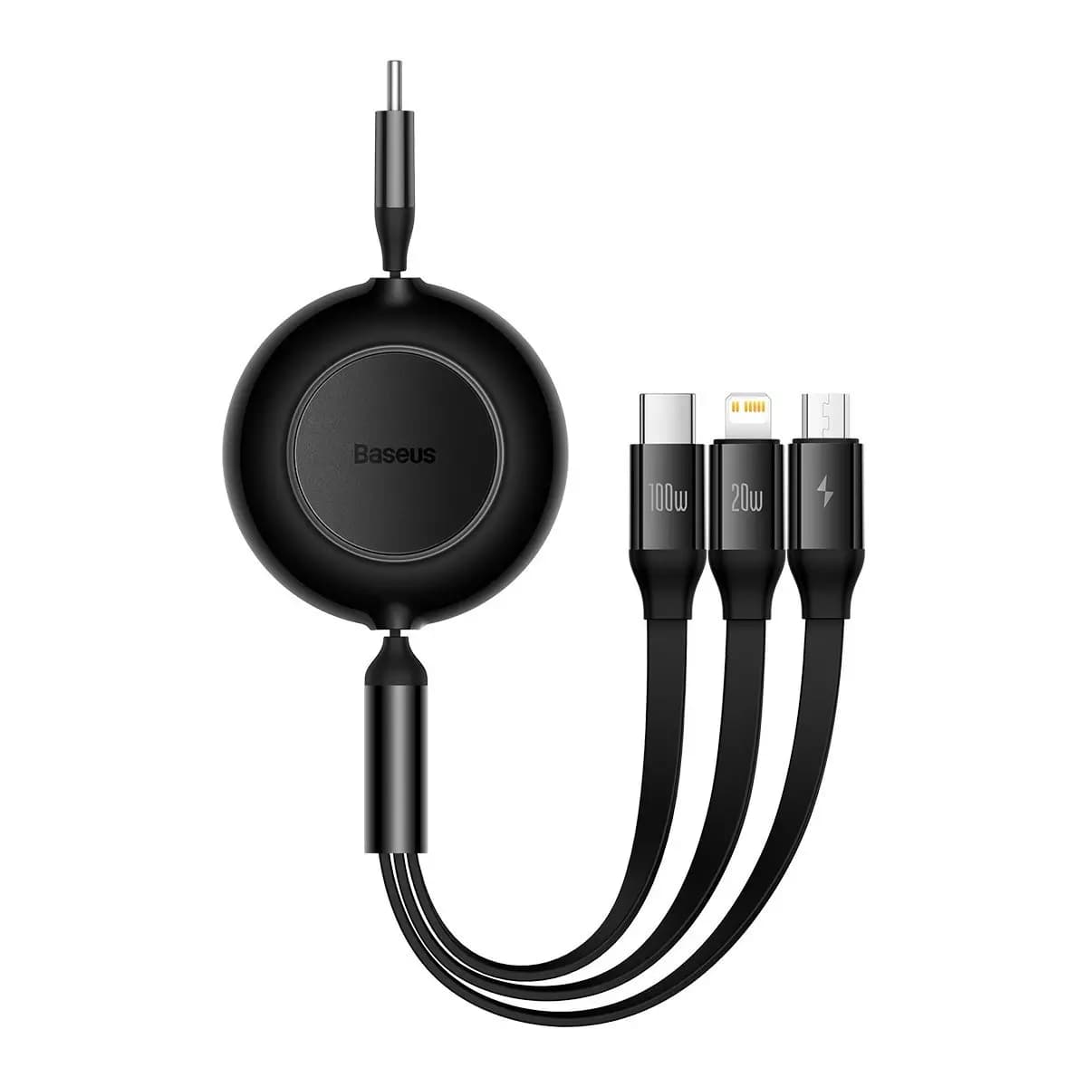 

Baseus Bright Mirror 2 zwijany kabel przewód 3w1 USB Typ C - micro USB + Lightning + USB Typ C 3.5A 1.1m czarny (CAMJ010201)