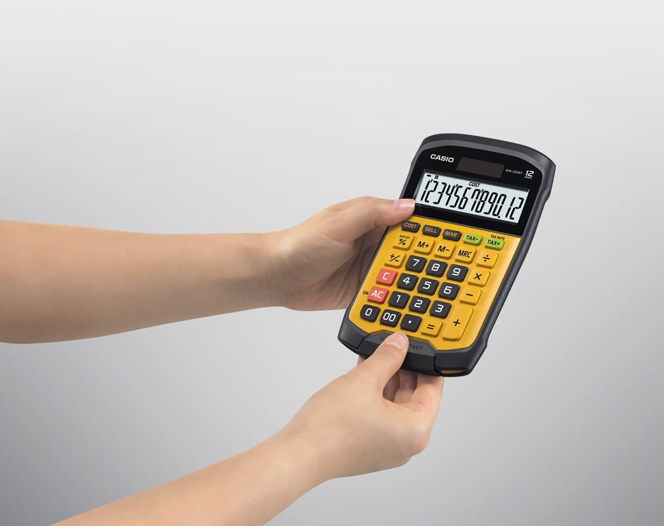 

CASIO KALKULATOR BIUROWY WODOODPORNY WM-320MT-S, 12-cyfrowy wyświetlacz, Wyjmowana klawiatura, 108,5x168,5, Poziom wodoszczelności i odporności na brud: IP54