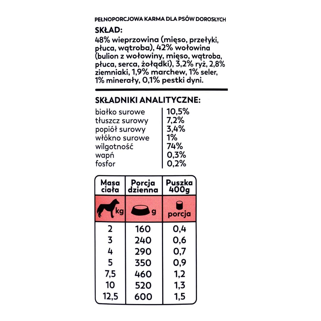 

Koema Bogata w wołowinę mokra karma dla psa 400g