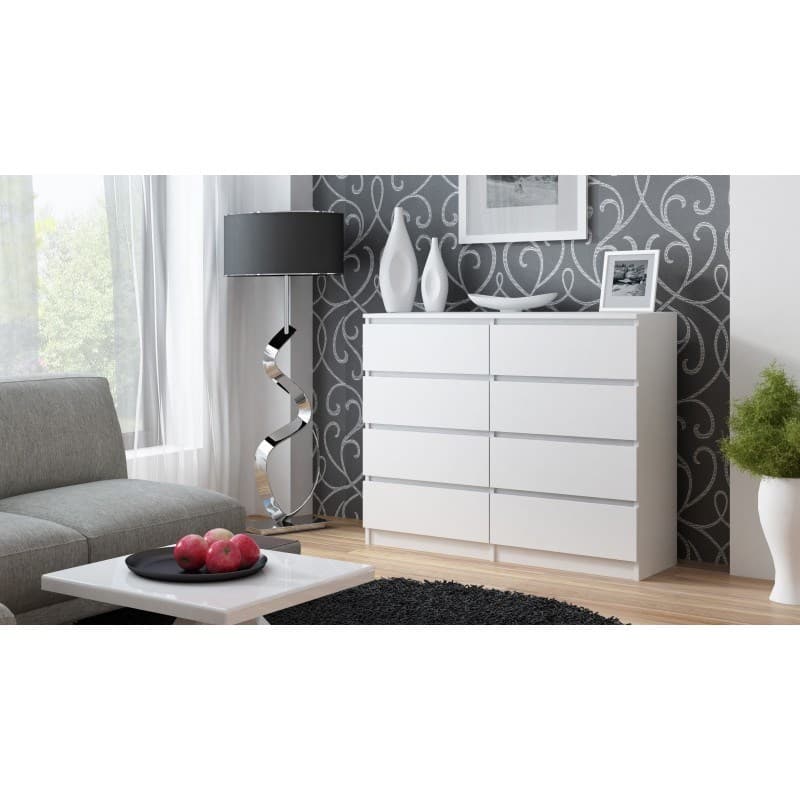 

M8 MALWA KOMODA 120CM 8 SZUFLAD BIAŁY