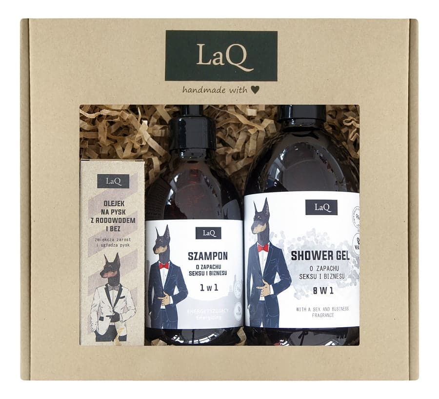 

LaQ Doberman zestaw żel pod prysznic 500ml + szampon do włosów 300ml + olejek do brody 30ml