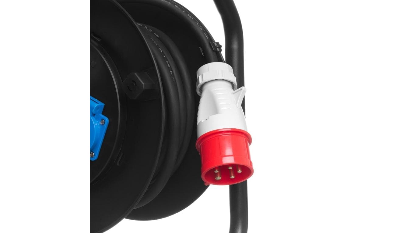 

Przedłużacz bębnowy CEE 1x16A/5P + 2-gniazda z/u 20m /H07RN-F 5x1,5/ IP44