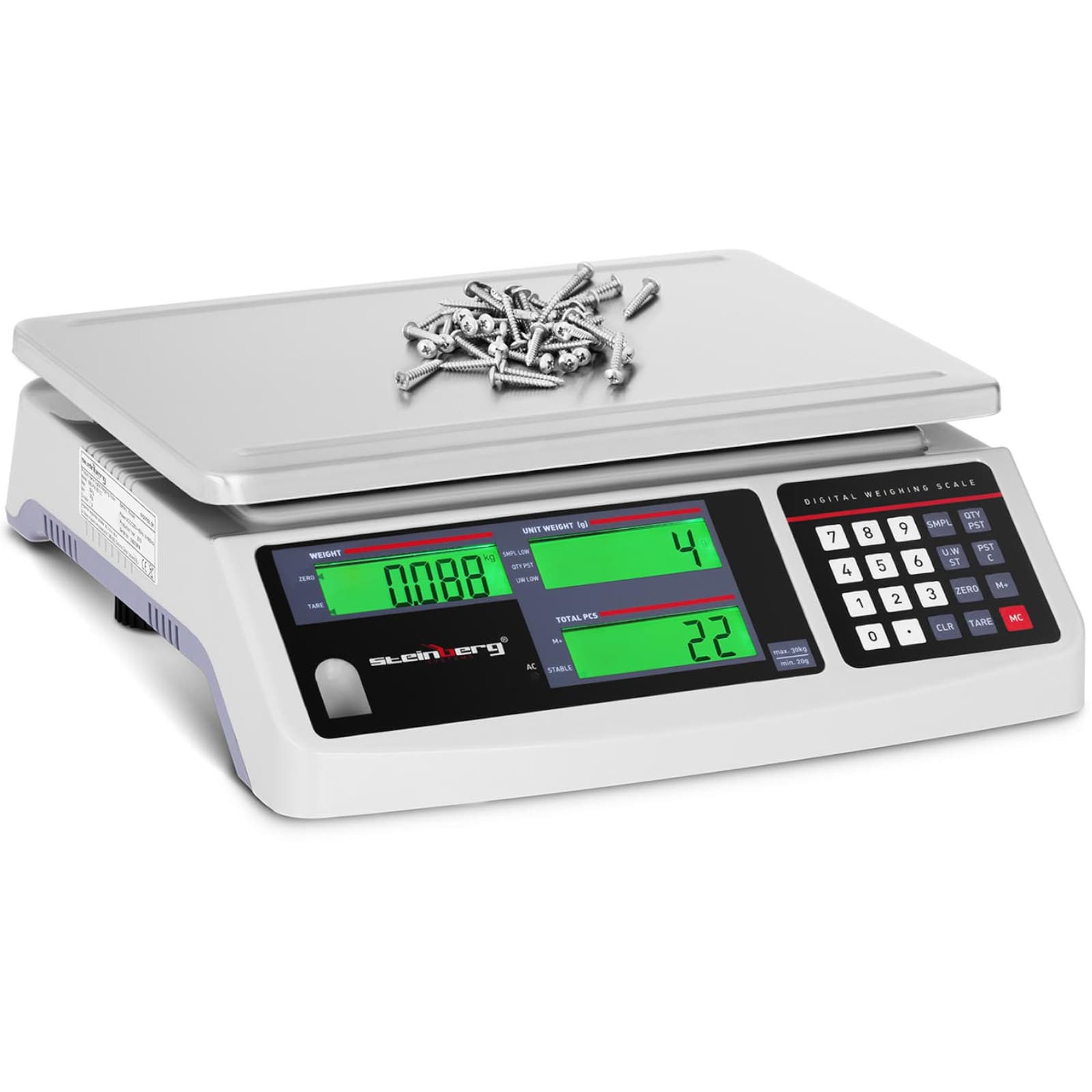 

Waga sklepowa handlowa licząca LCD 30.5 x 22 cm 30 kg / 1 g