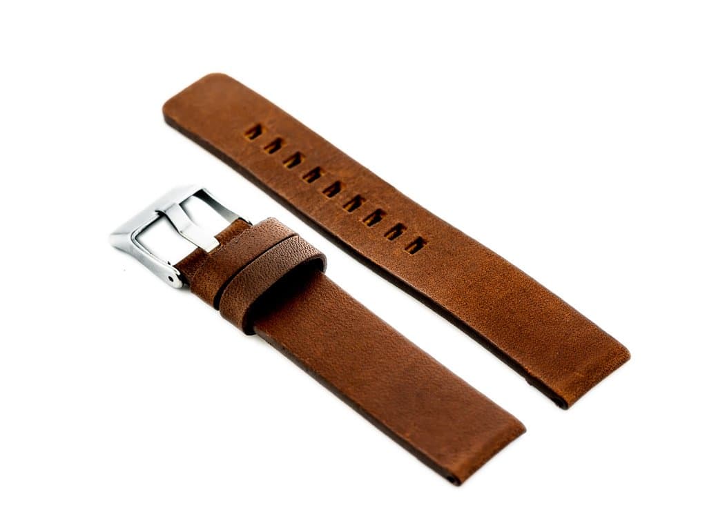 

Pasek skórzany do zegarka W58 - ciemny brąz - 20mm
