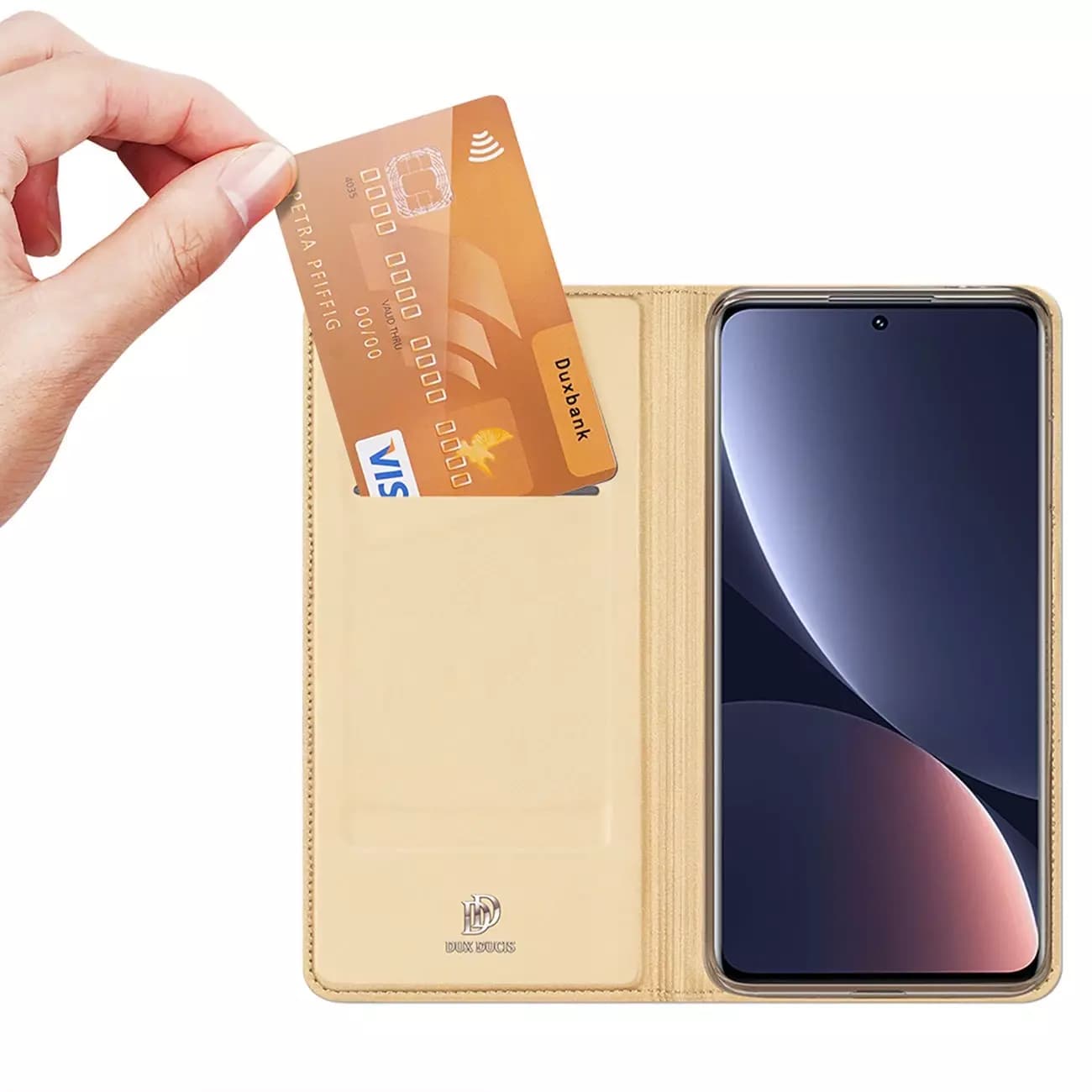 

Dux Ducis Skin Pro etui Xiaomi 13 Pro pokrowiec z klapką portfel na kartę podstawka złote
