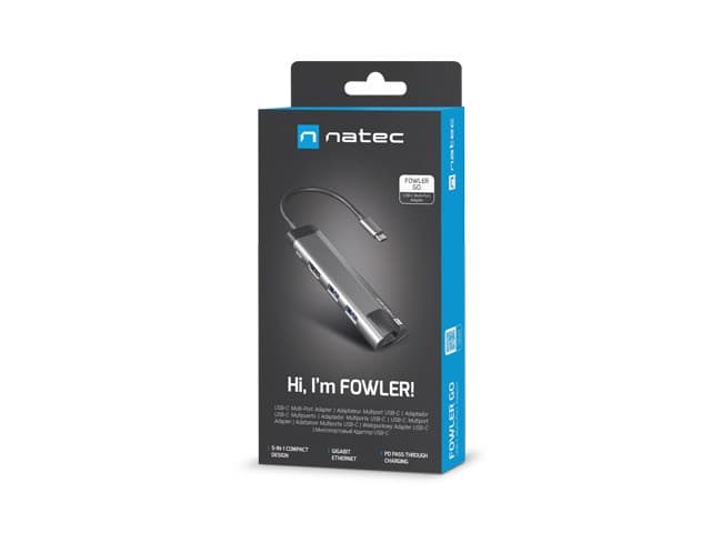 

NATEC MULTIPORT FOWLER GO USB-C -> HUB USB 3.0 X2, HDMI 4K, USB-C PD, RJ45 NMP-1985
