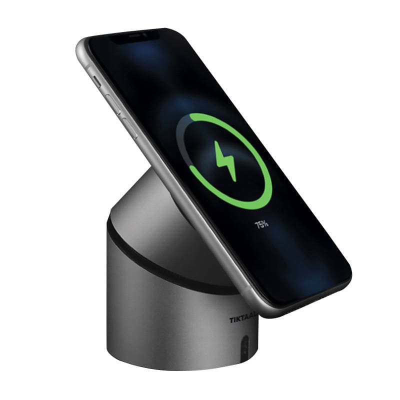 

Aluminiowa ładowarka indukcyjna z głośnikiem Bluetooth i podstawką TIKTAALIK Alu (srebrna)