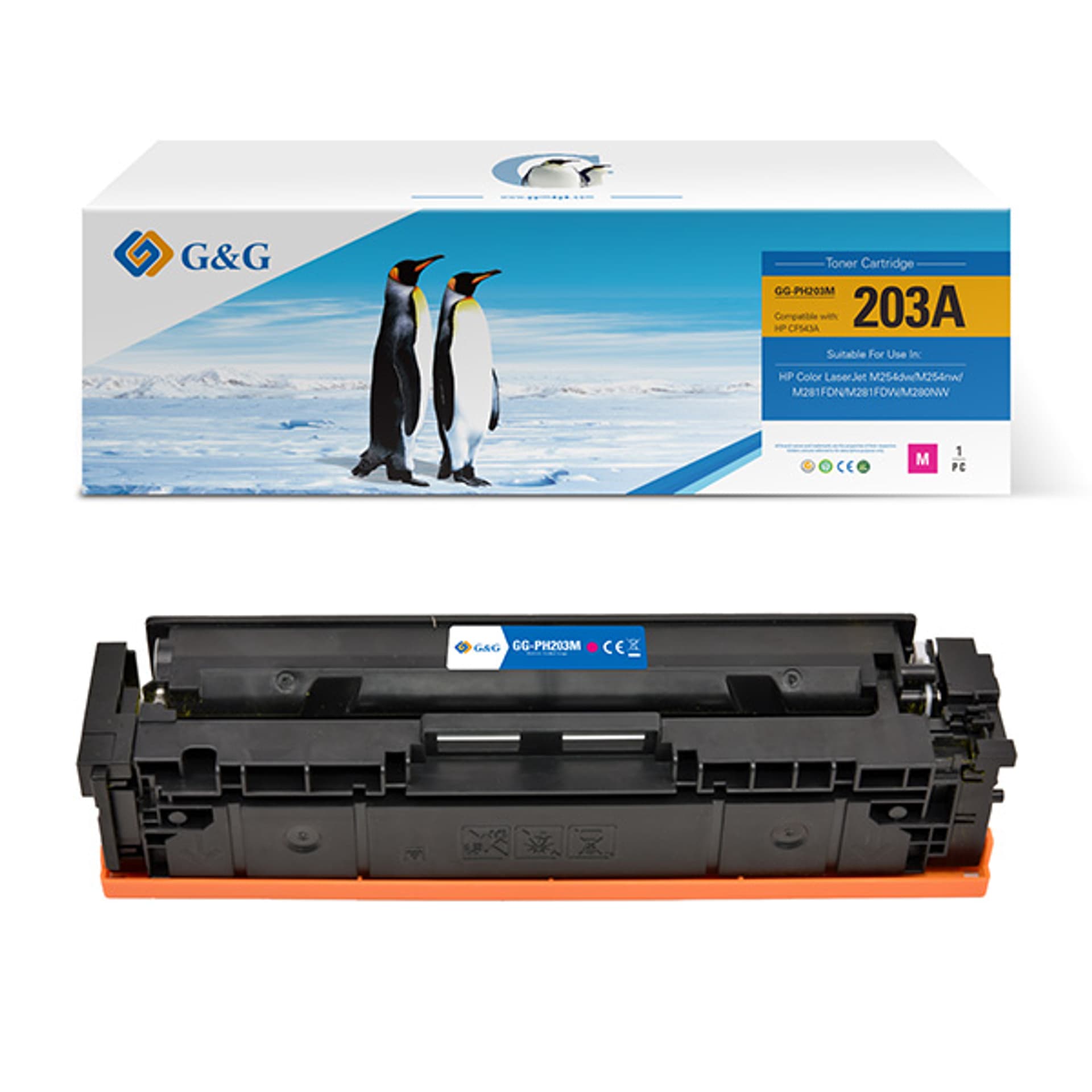 

G&G kompatybilny toner z NT-PH203M , HP 203A, CF543A, magenta, 1300s, dla HP Color LaserJet Pro M254dw, nw, M280nw, N