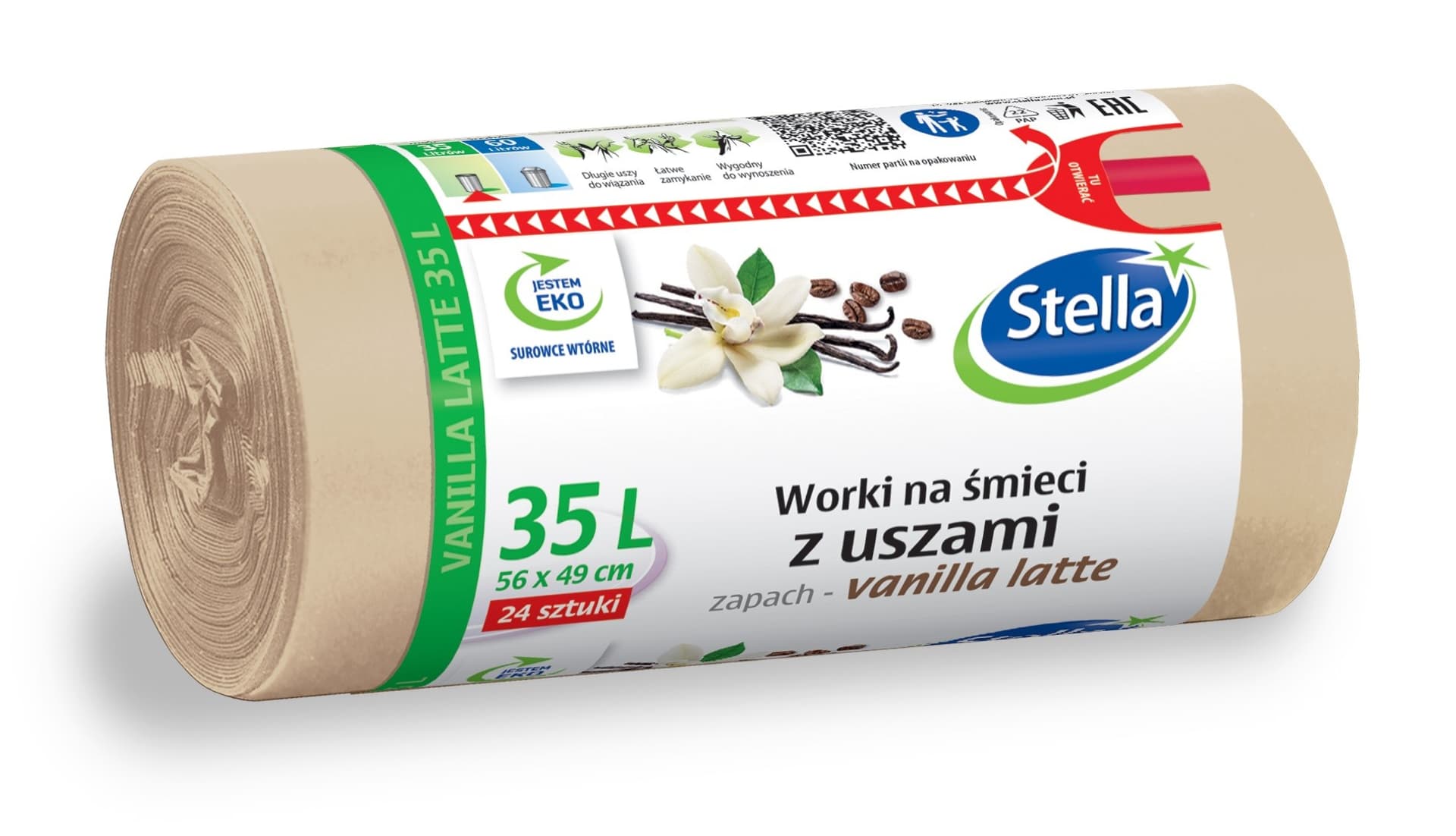 

STELLA Worki na śmieci z uszami VANILLA LATTE 35L 1op.-24szt