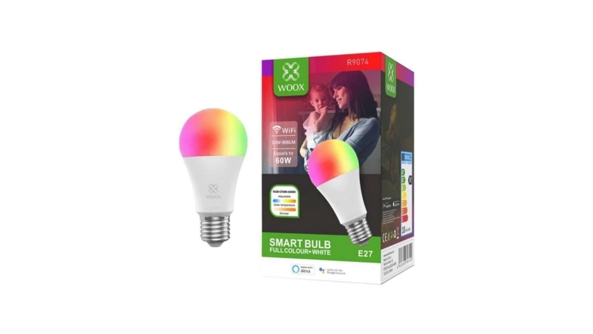 

Woox R9074 Smart Żarówka WiFi LED RGB+CCT 10W E27