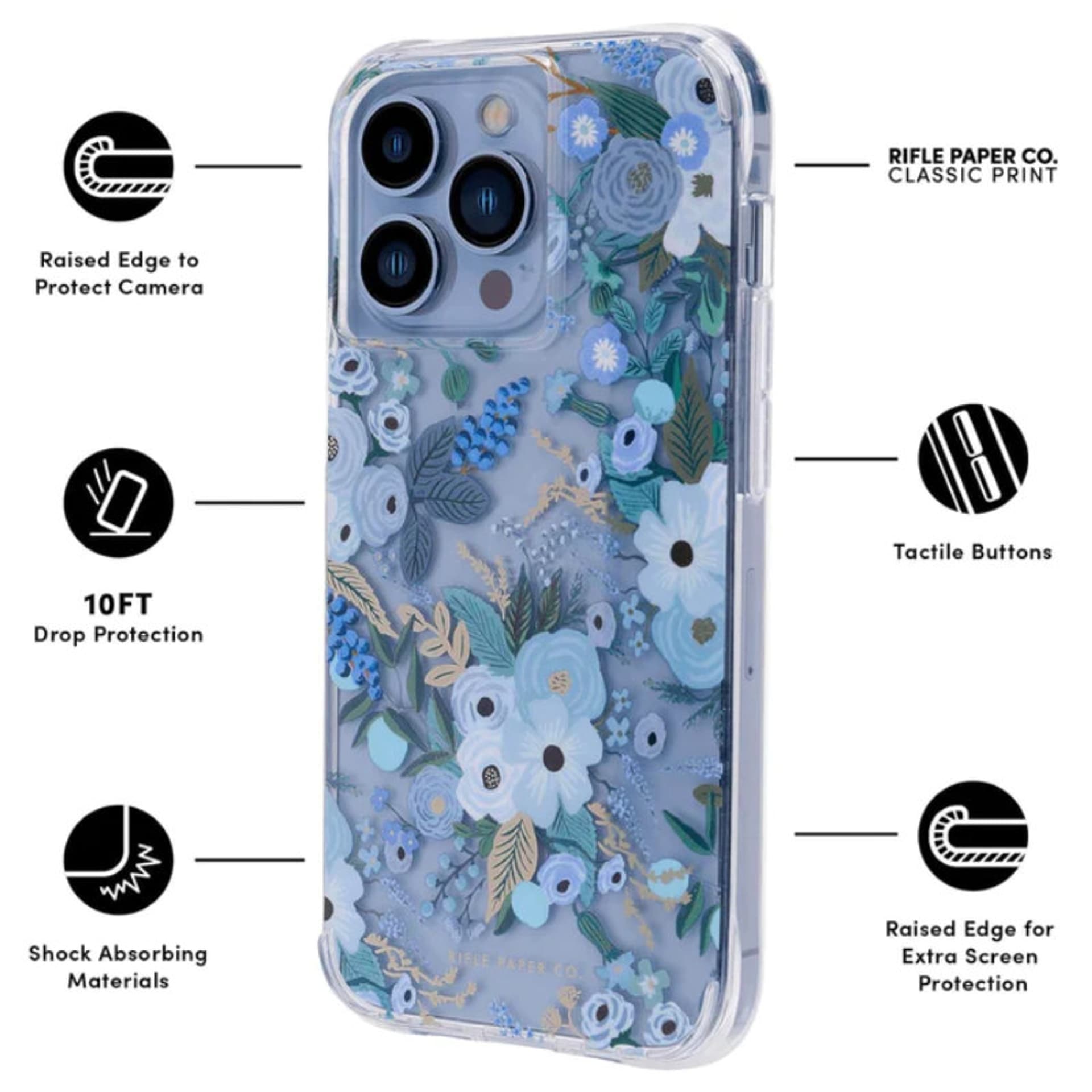 

Rifle Paper Clear - Etui iPhone 13 Pro (Garden Party Blue)