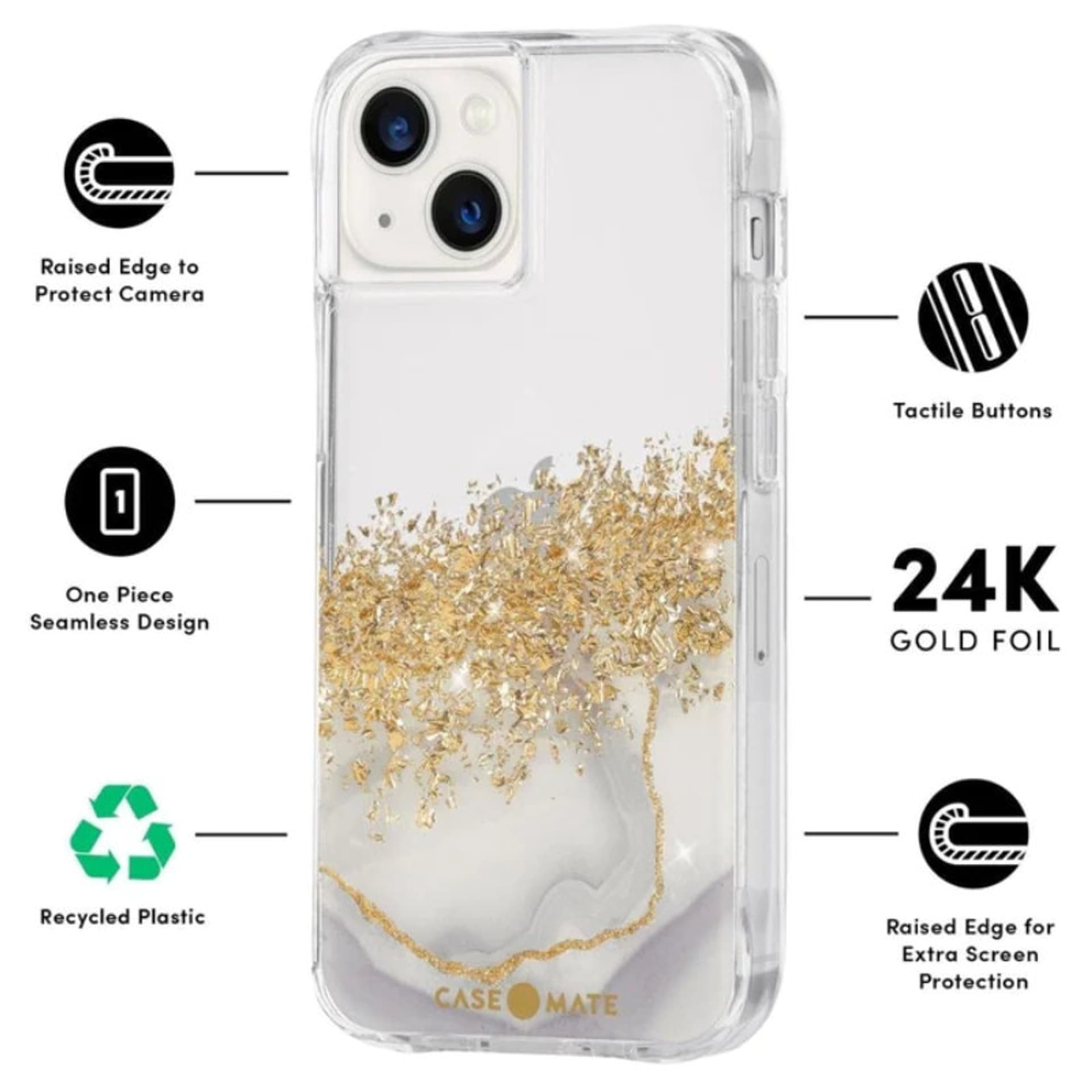 

Case-Mate Karat - Etui iPhone 13 zdobione złotem (Marble)