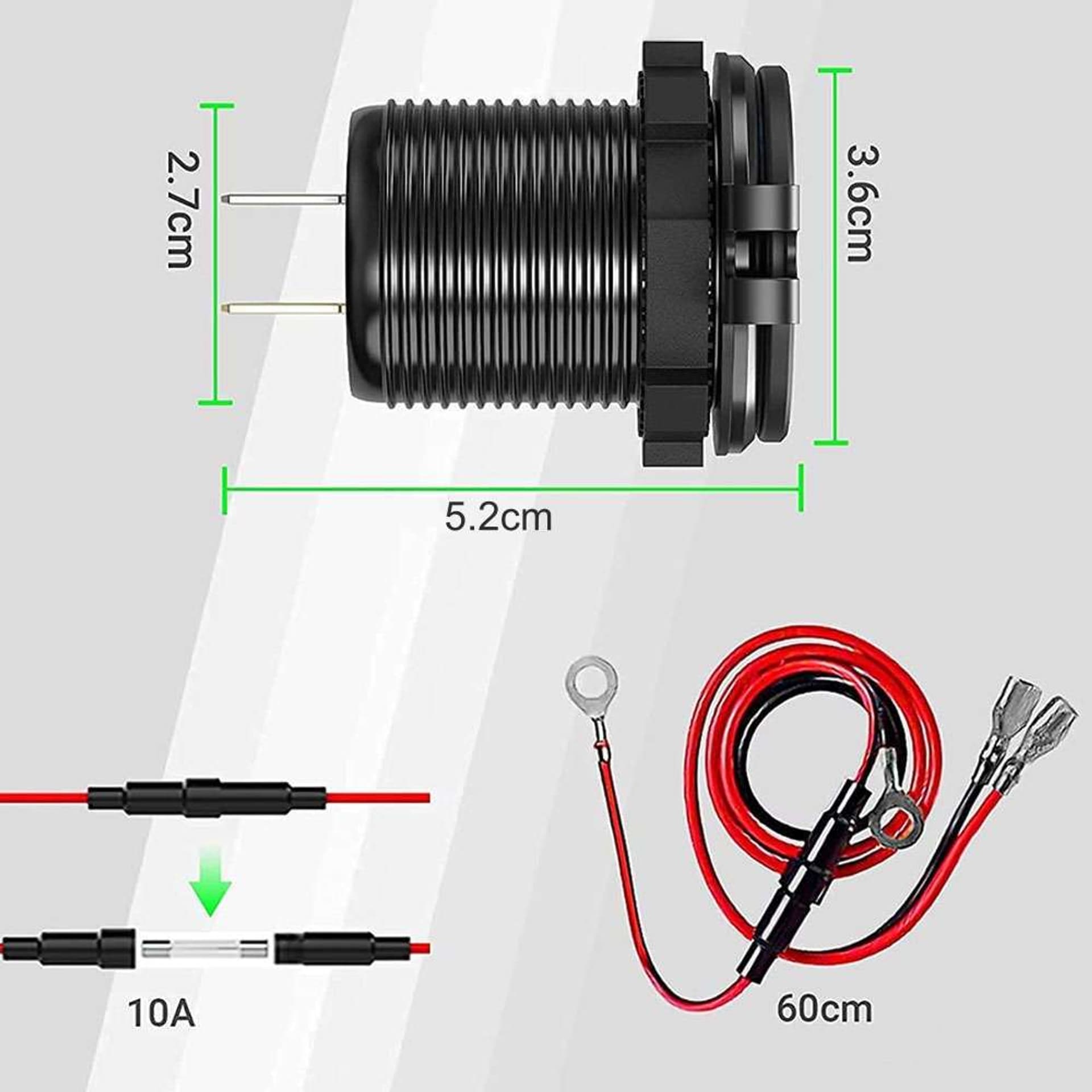 

Ładowarka samochodowa LED gniazdo Alogy Mini Car Charge do motocykla zasilacz konektory Alogy 2x USB QC 3.0 + USB-C PD 60W