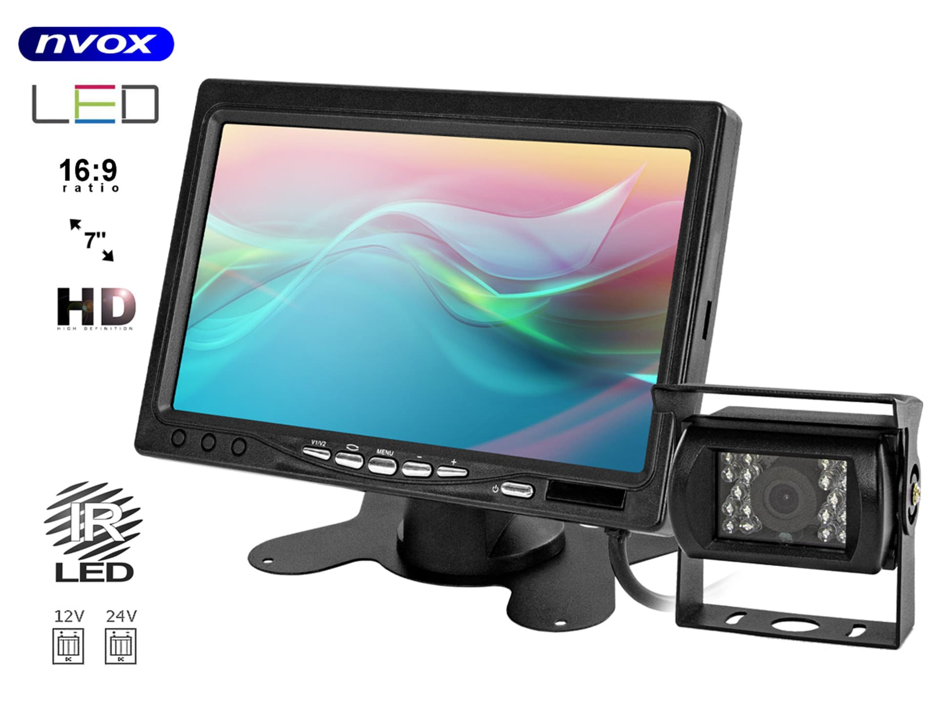 

Monitor samochodowy LCD 7" kamera z diodami IR i czujnikami parkowania