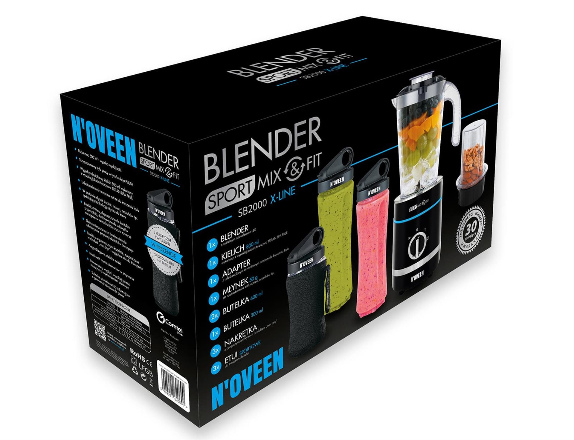 

Blender Noveen Sport Mix & Fit SB2000 Xline Black Kielich