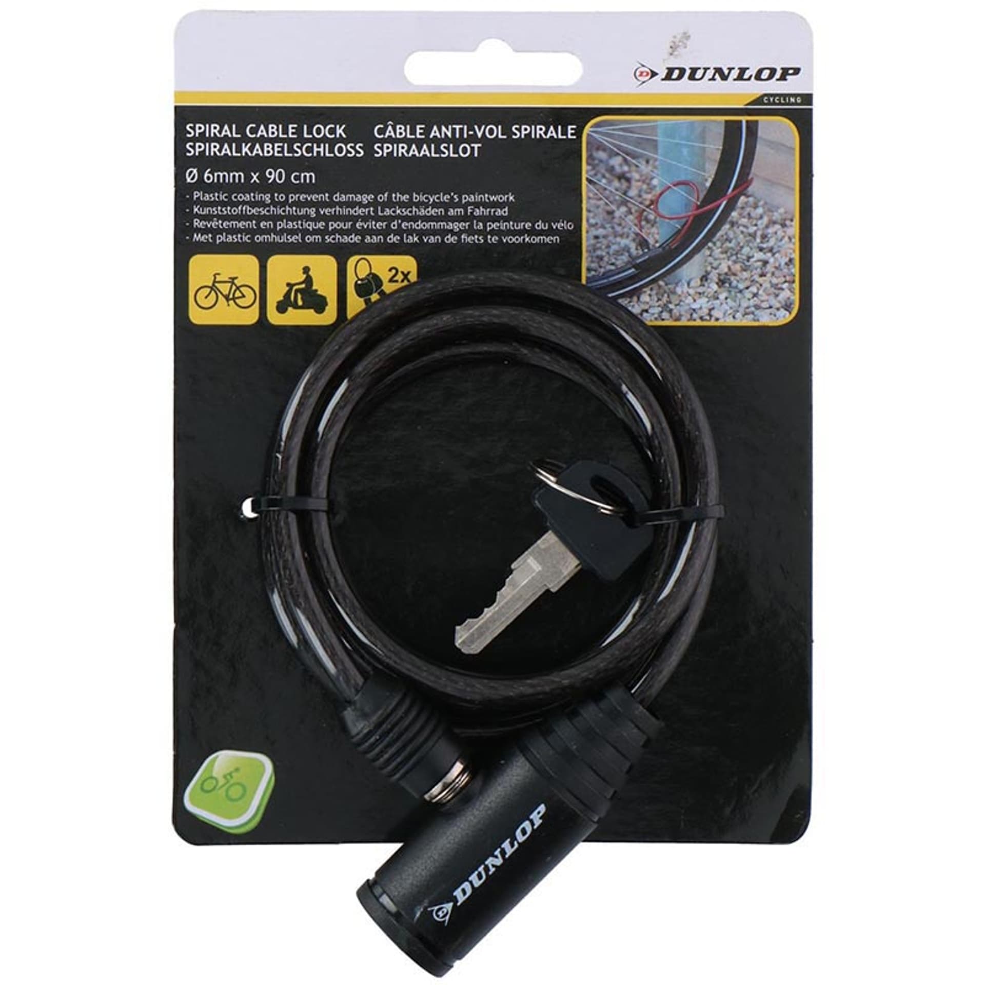 

Dunlop - Zapięcie do roweru spiralne na klucz 90 cm (Czarny)