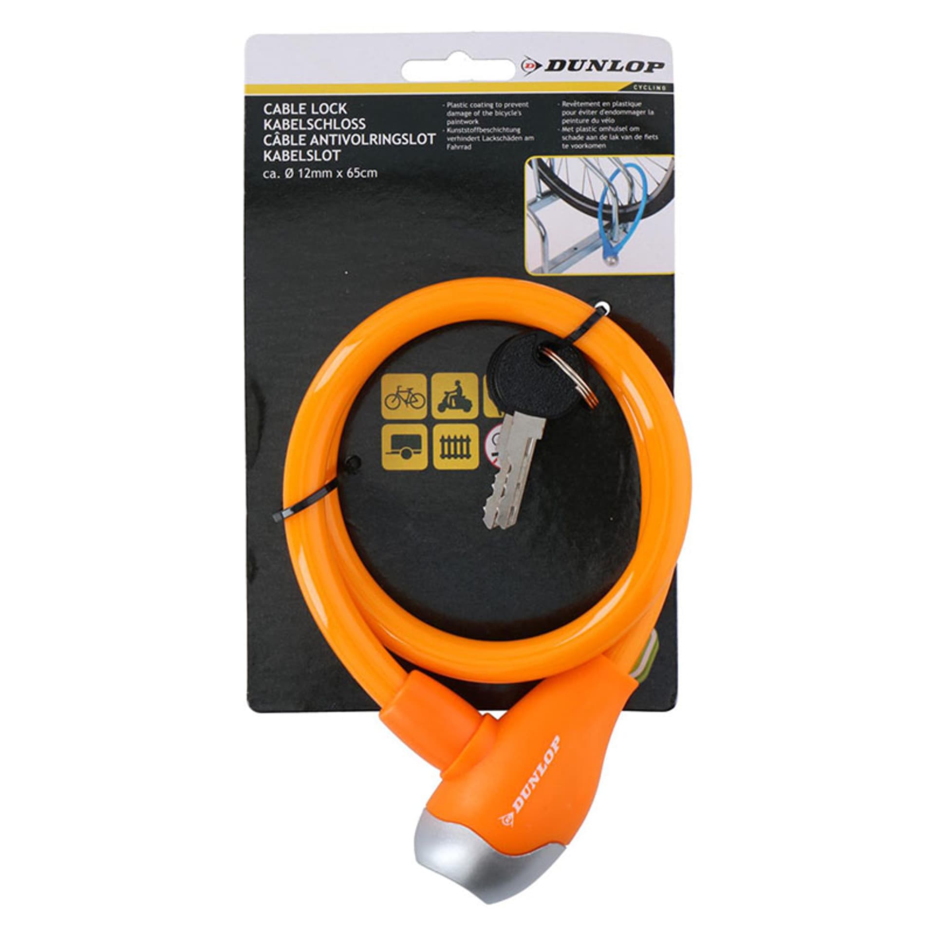 

Dunlop - Zapięcie do roweru spiralne na klucz 65 cm (Pomarańczowy)